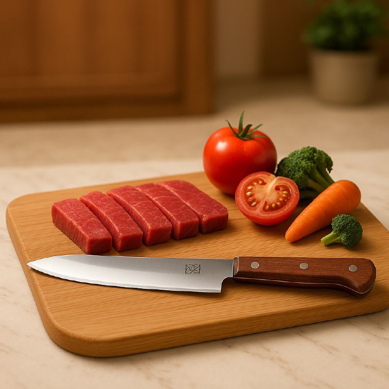 Picture of MC 802 Kitchen Knife Full Frame Stainless Steel with Wood Handle (8 Inch)